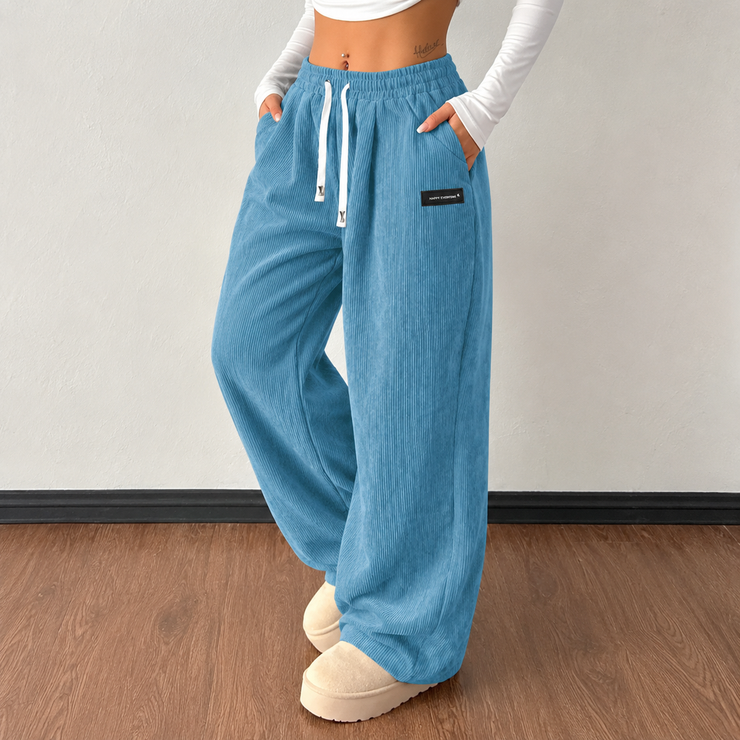 Loravie | Drawstring Wide-Leg Corduroy Pants