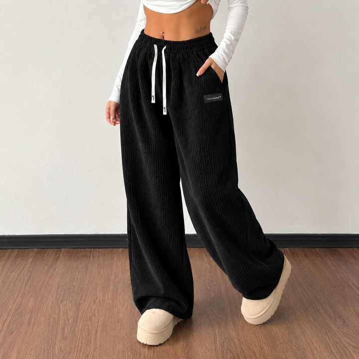 Loravie | Drawstring Wide-Leg Corduroy Pants