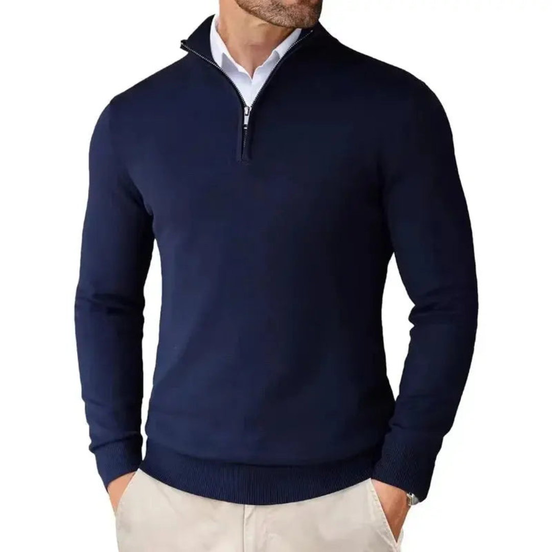 Men's Slim Fit Half Zip Sweater Long Sleeve Knitted Casual Smart Layering Everyday