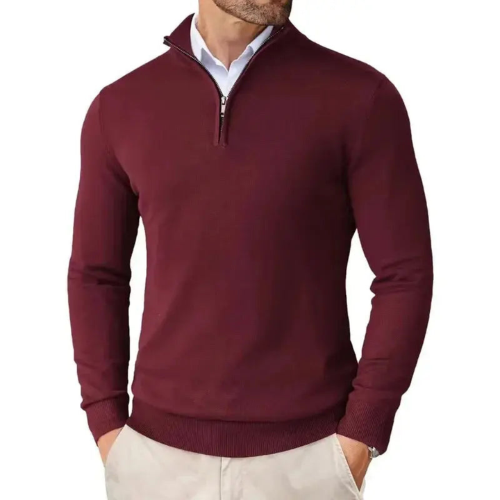 Men's Slim Fit Half Zip Sweater Long Sleeve Knitted Casual Smart Layering Everyday