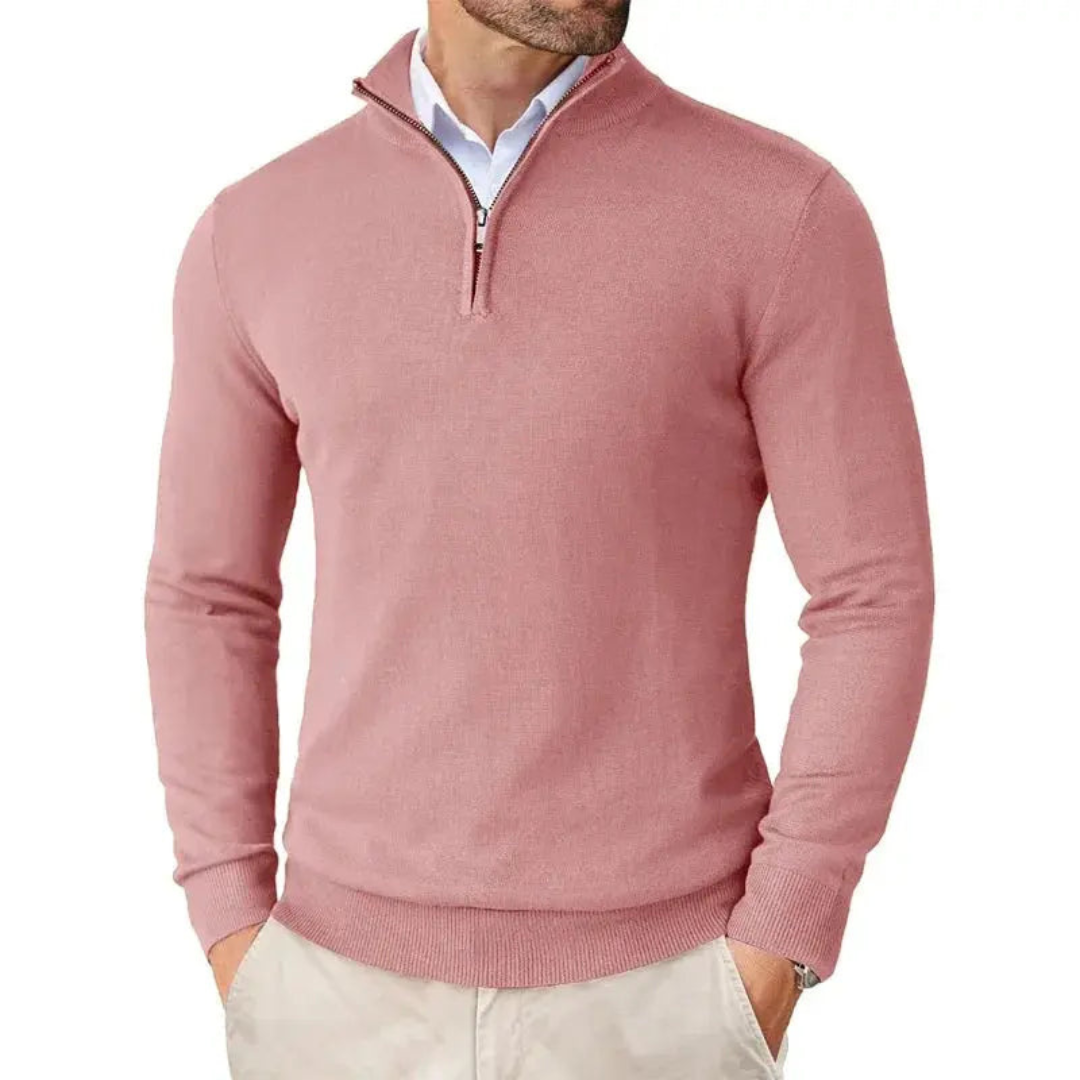 Men's Slim Fit Half Zip Sweater Long Sleeve Knitted Casual Smart Layering Everyday