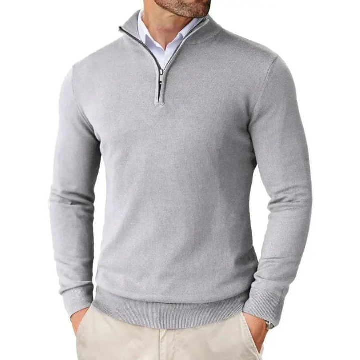 Men's Slim Fit Half Zip Sweater Long Sleeve Knitted Casual Smart Layering Everyday