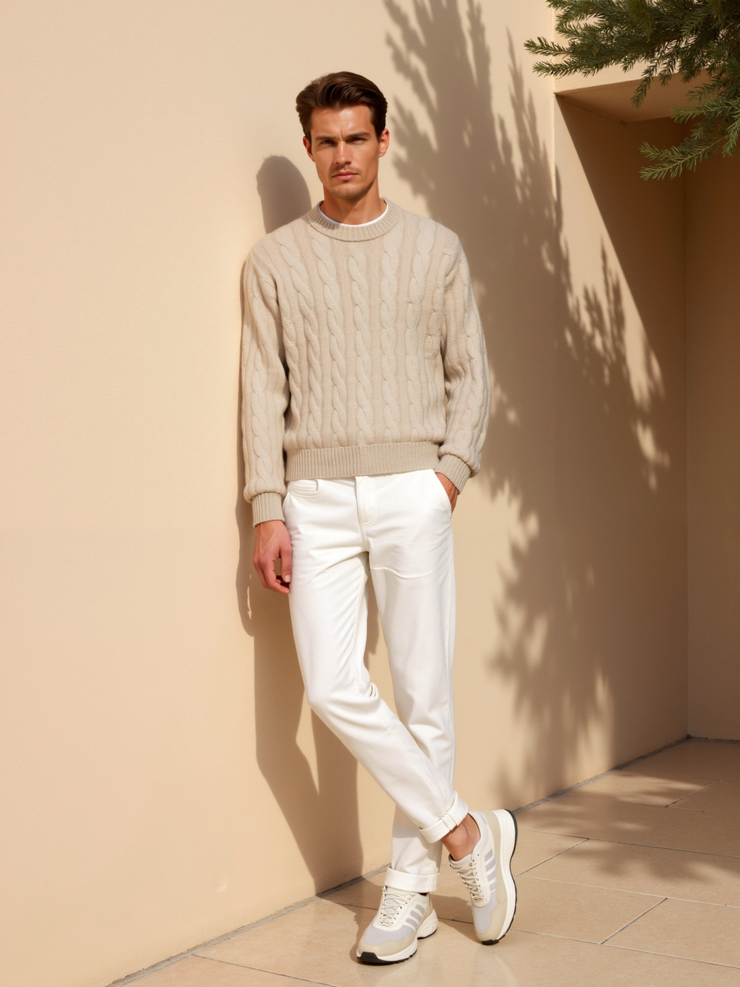 Men's Cable Knit Sweater Regular Fit Long Sleeve Crew Neck Casual Everyday