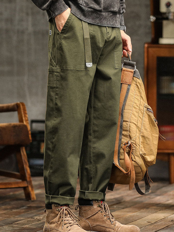 Men's Utility Trousers Vintage Multi-Pocket Cargo Straight Leg Casual Workwear Streetwear Everyday Tapered Rufus