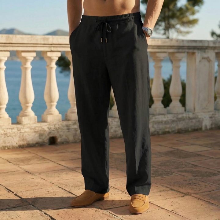 Men's Relaxed Trousers Loose Fit Drawstring Elastic Waist Comfort Casual Everyday Smart-Casual Tapered Lounge Osborne