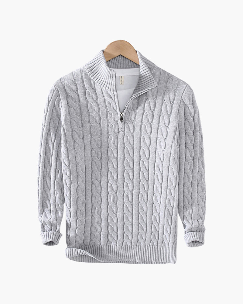 Men's Half-Zip Sweater Knitted Ribbed Pullover Classic Casual Smart-Casual Layering Everyday Warm Versatile Bramford