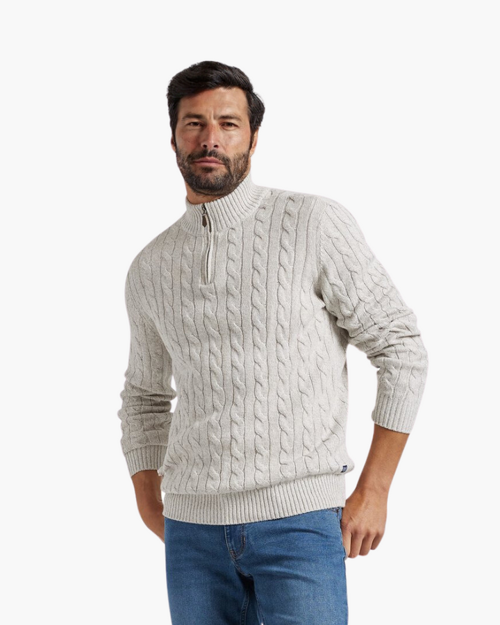 Men's Half-Zip Sweater Knitted Ribbed Pullover Classic Casual Smart-Casual Layering Everyday Warm Versatile Bramford