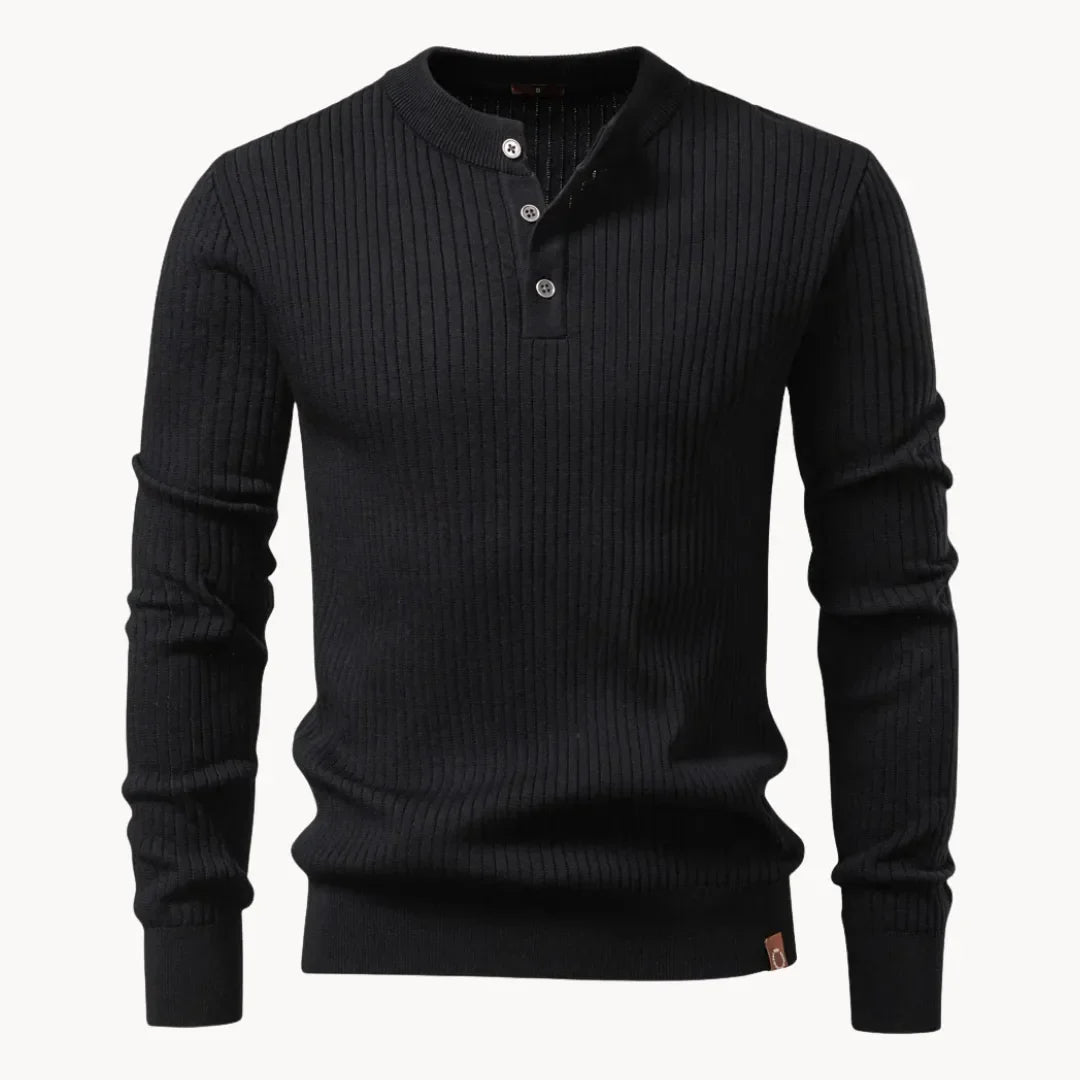 Men's Casual Knit Sweater Round Neck Button Closure Everyday Wear