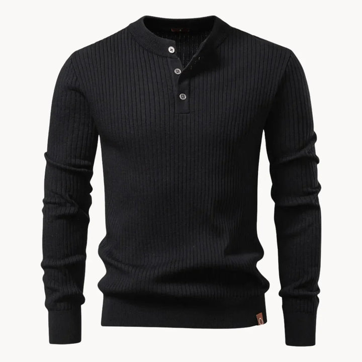 Men's Casual Knit Sweater Round Neck Button Closure Everyday Wear