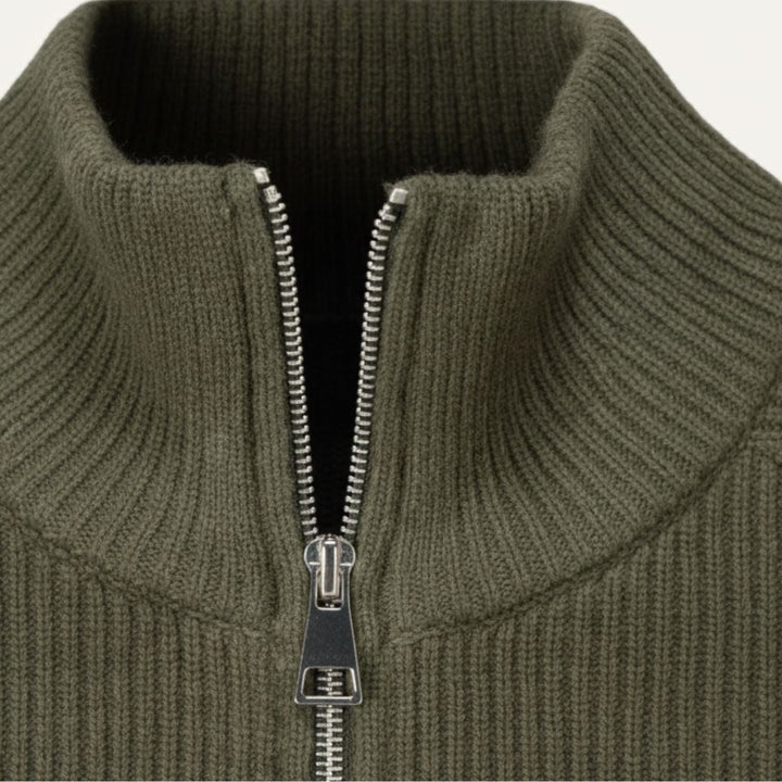 Men's Merino Wool Cardigan Zip-Up Knitted Ribbed Layering Casual Smart-Casual Everyday Warm Soft Versatile Thurloe