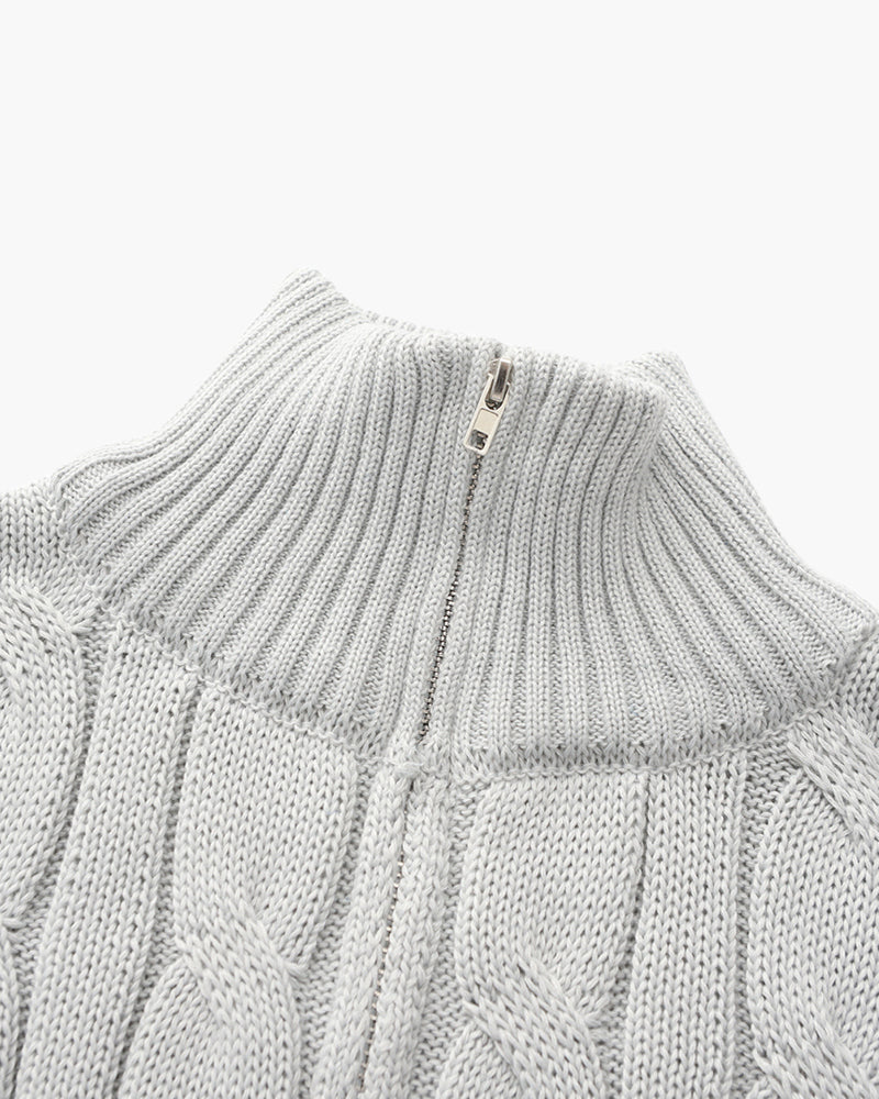 Men's Half-Zip Sweater Knitted Ribbed Pullover Classic Casual Smart-Casual Layering Everyday Warm Versatile Bramford