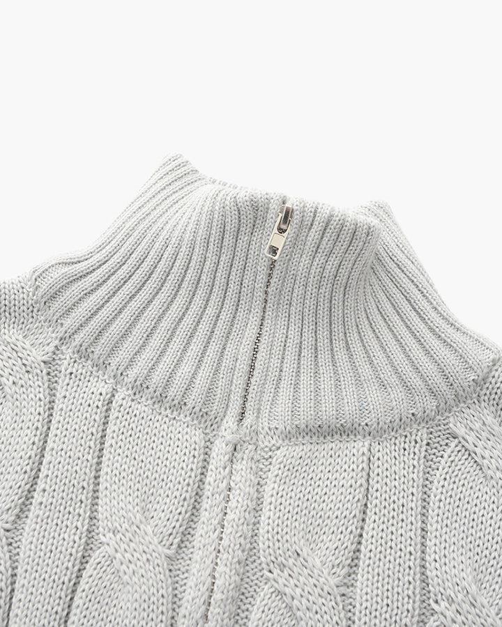 Men's Half-Zip Sweater Knitted Ribbed Pullover Classic Casual Smart-Casual Layering Everyday Warm Versatile Bramford