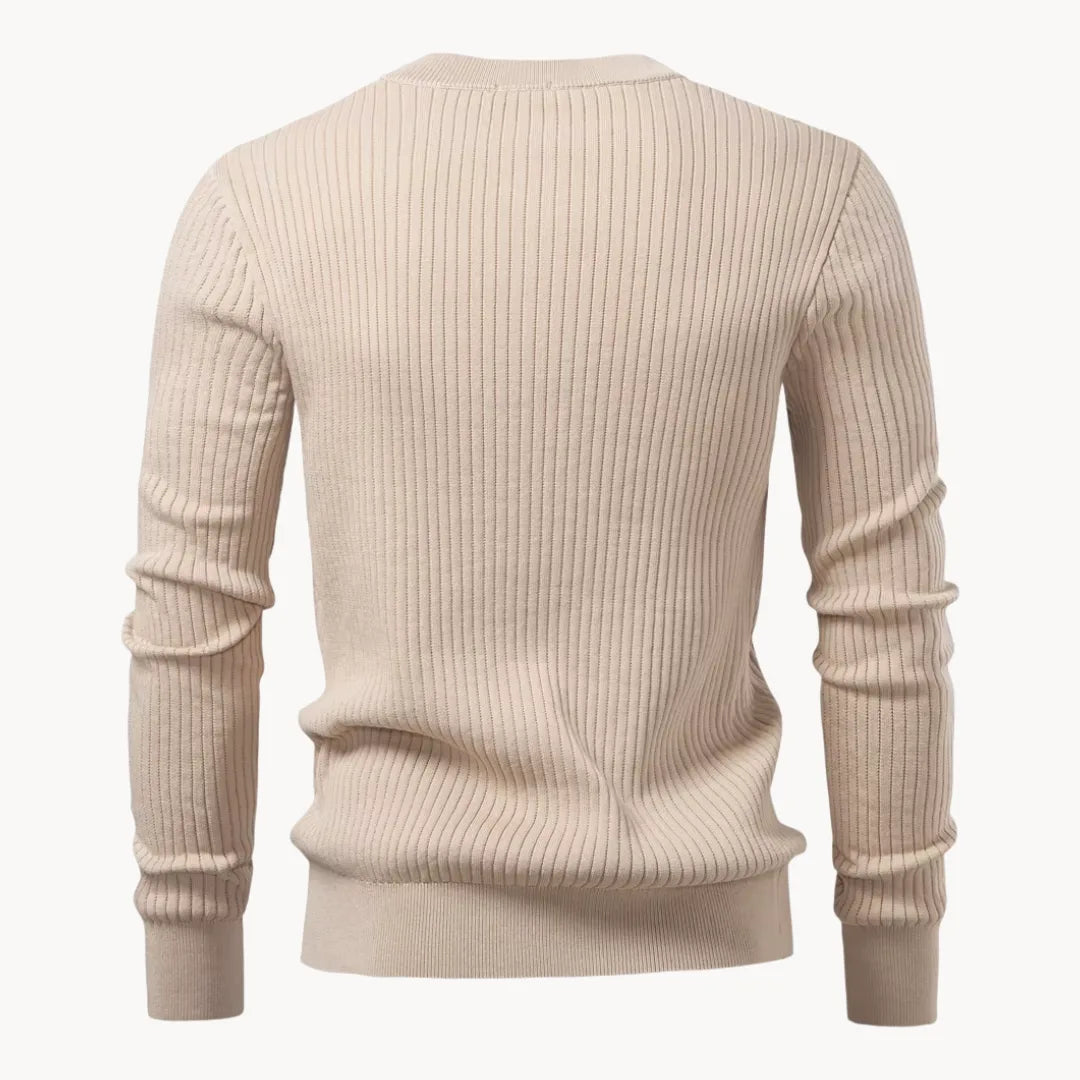 Men's Casual Knit Sweater Round Neck Button Closure Everyday Wear
