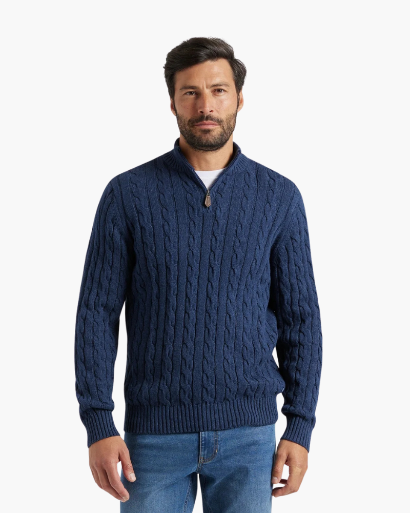 Men's Half-Zip Sweater Knitted Ribbed Pullover Classic Casual Smart-Casual Layering Everyday Warm Versatile Bramford