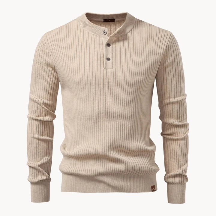 Men's Casual Knit Sweater Round Neck Button Closure Everyday Wear