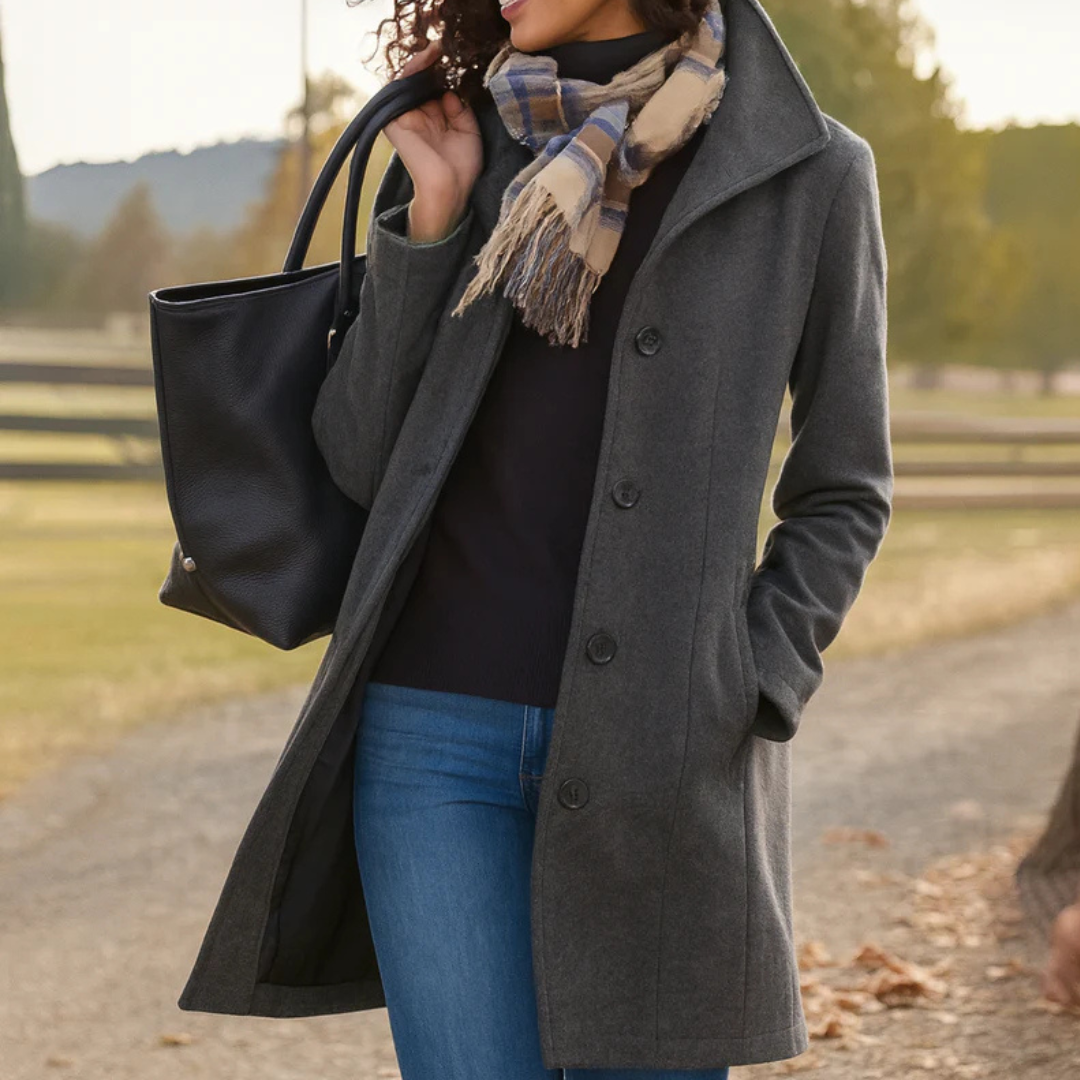 Elvianne | Premium Wool Buttoned Trench Coat
