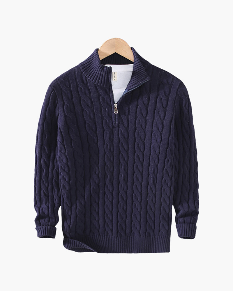 Men's Half-Zip Sweater Knitted Ribbed Pullover Classic Casual Smart-Casual Layering Everyday Warm Versatile Bramford