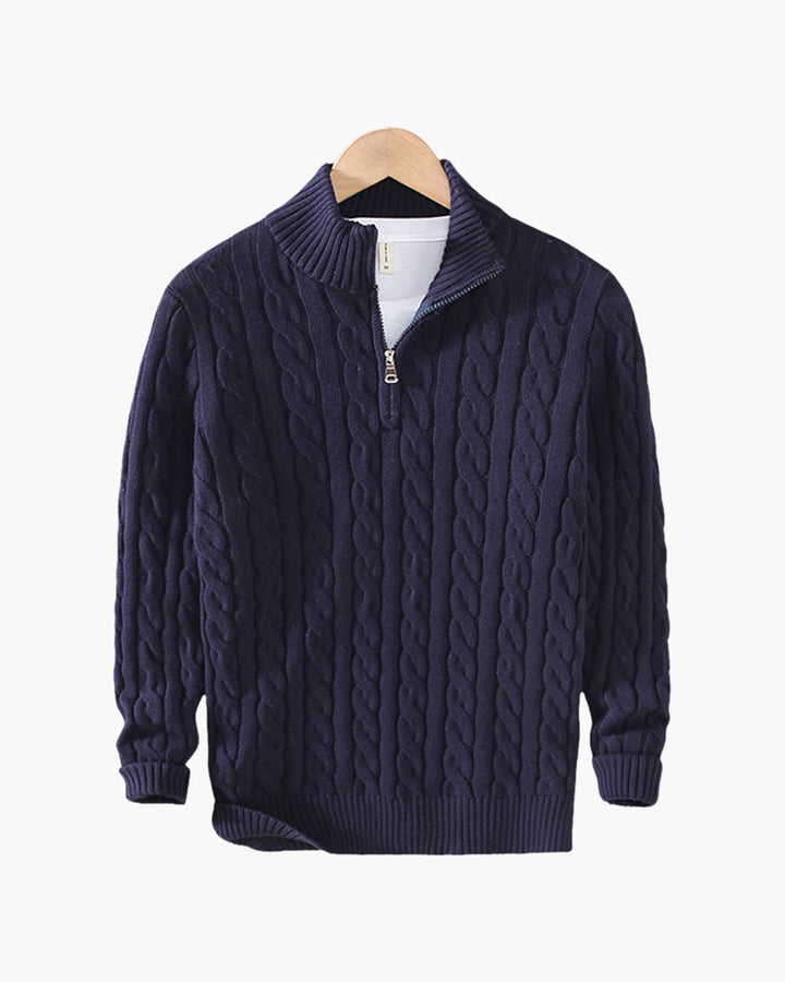 Men's Half-Zip Sweater Knitted Ribbed Pullover Classic Casual Smart-Casual Layering Everyday Warm Versatile Bramford