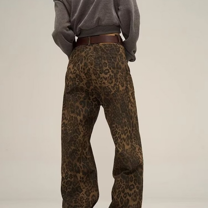 Nikita | High-Waisted Wide Leg Jeans in Leopard Print