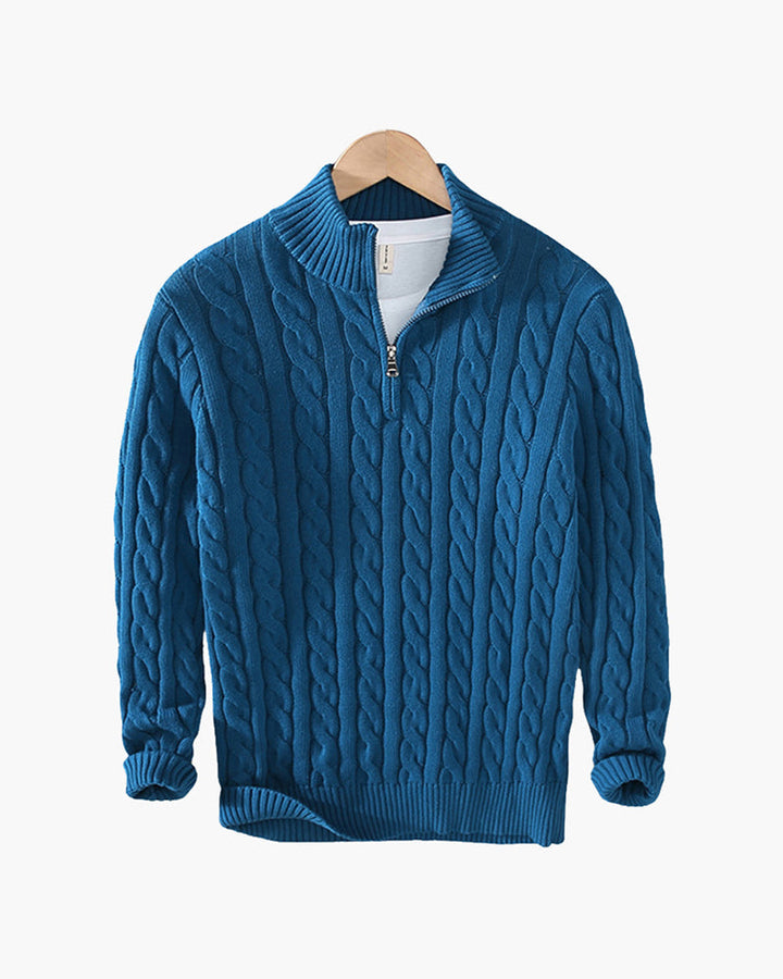 Men's Half-Zip Sweater Knitted Ribbed Pullover Classic Casual Smart-Casual Layering Everyday Warm Versatile Bramford