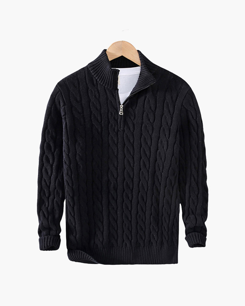 Men's Half-Zip Sweater Knitted Ribbed Pullover Classic Casual Smart-Casual Layering Everyday Warm Versatile Bramford