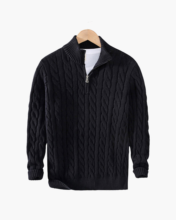 Men's Half-Zip Sweater Knitted Ribbed Pullover Classic Casual Smart-Casual Layering Everyday Warm Versatile Bramford