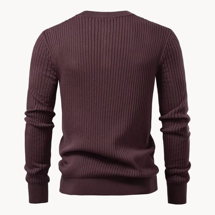 Men's Casual Knit Sweater Round Neck Button Closure Everyday Wear