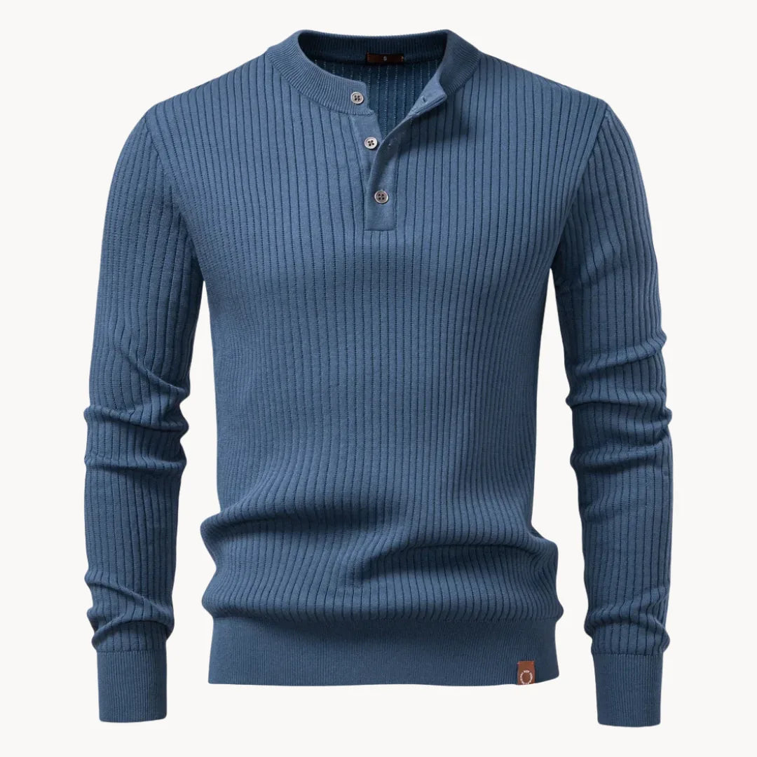 Men's Casual Knit Sweater Round Neck Button Closure Everyday Wear
