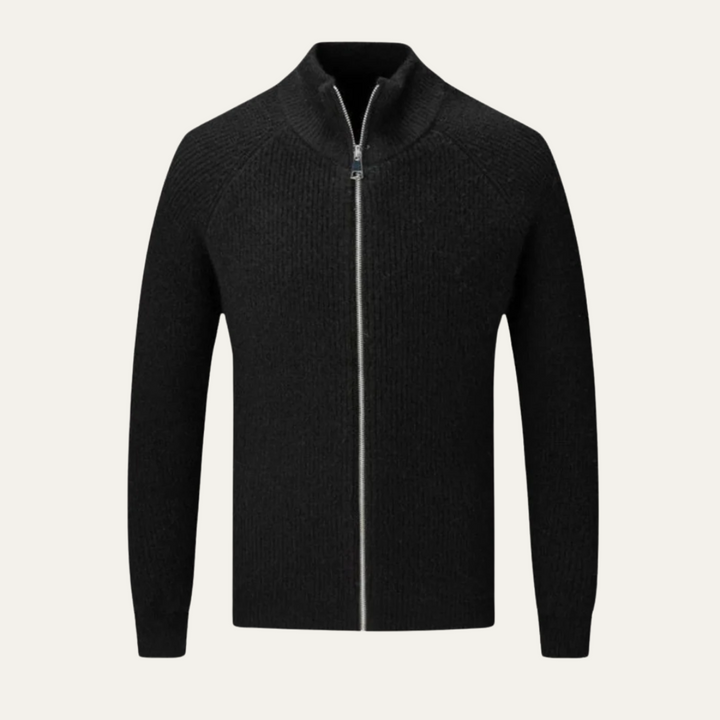 Men's Merino Wool Cardigan Zip-Up Knitted Ribbed Layering Casual Smart-Casual Everyday Warm Soft Versatile Thurloe