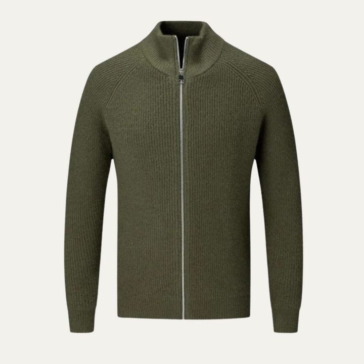 Men's Merino Wool Cardigan Zip-Up Knitted Ribbed Layering Casual Smart-Casual Everyday Warm Soft Versatile Thurloe
