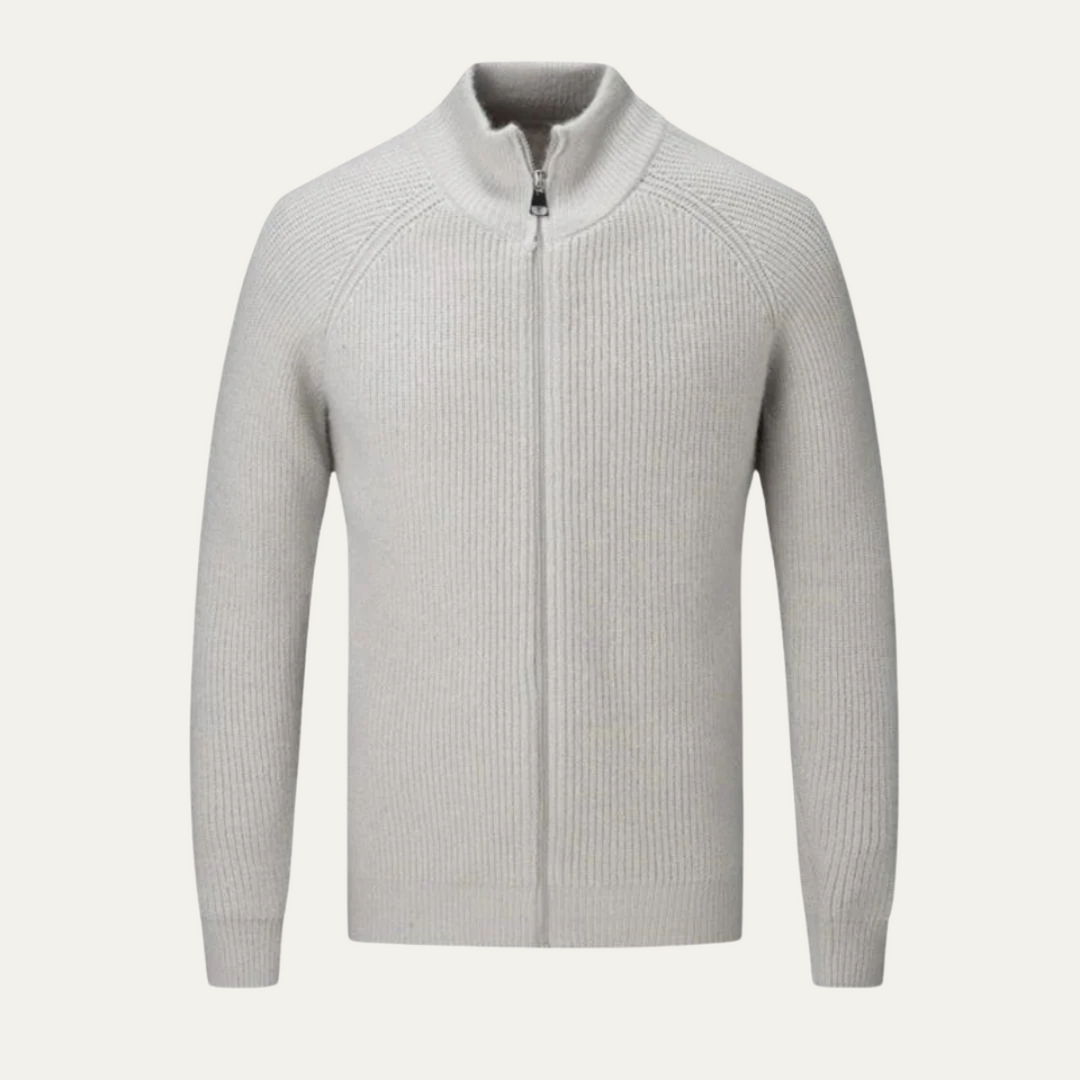 Men's Merino Wool Cardigan Zip-Up Knitted Ribbed Layering Casual Smart-Casual Everyday Warm Soft Versatile Thurloe