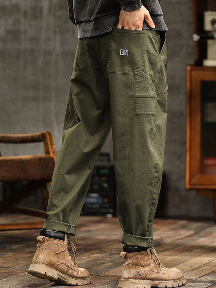 Men's Utility Trousers Vintage Multi-Pocket Cargo Straight Leg Casual Workwear Streetwear Everyday Tapered Rufus