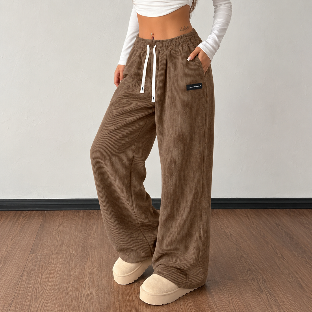 Loravie | Drawstring Wide-Leg Corduroy Pants