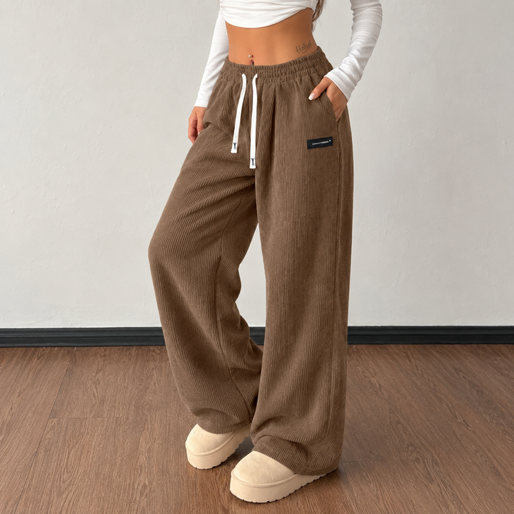 Loravie | Drawstring Wide-Leg Corduroy Pants