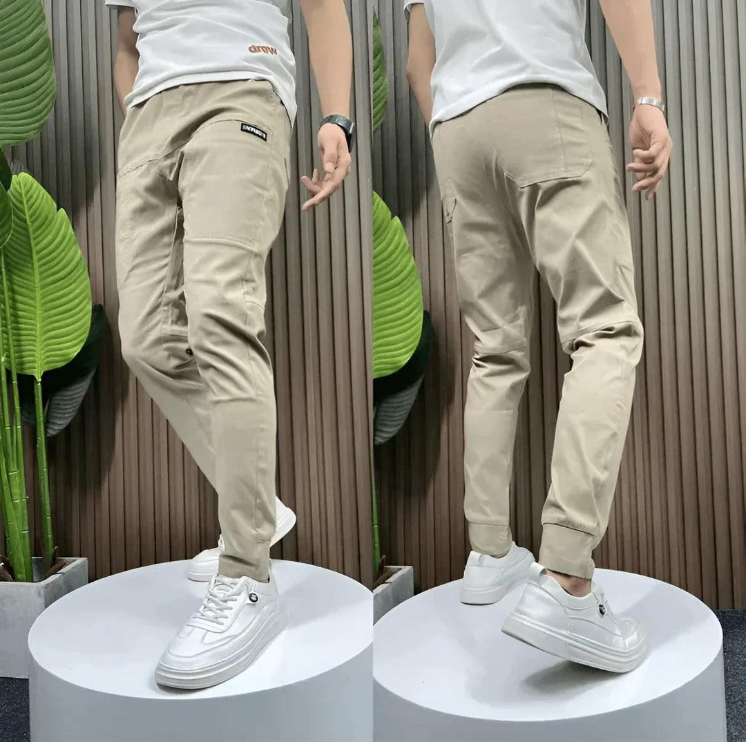 Men's Cargo Joggers Stretch Slim Fit Multi-Pocket Tapered Elastic Cuff Drawstring Casual Streetwear Everyday Gage