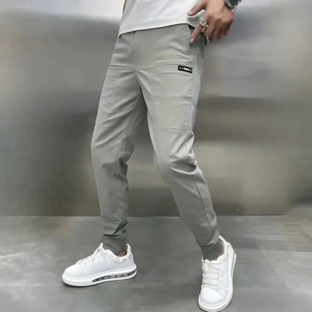 Men's Cargo Joggers Stretch Slim Fit Multi-Pocket Tapered Elastic Cuff Drawstring Casual Streetwear Everyday Gage