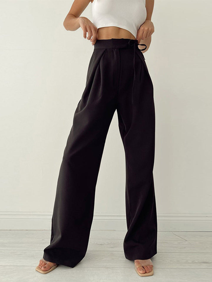 Lumi | High-Waisted Wide-Leg Trousers with Bow Detail