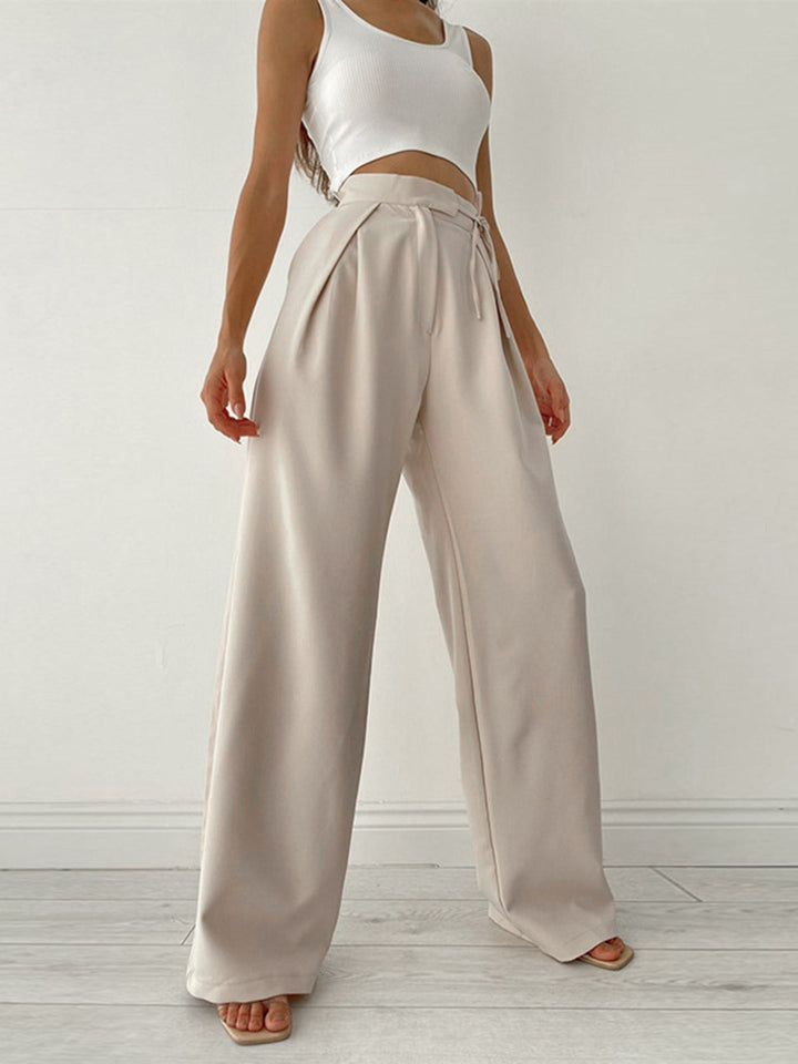 Lumi | High-Waisted Wide-Leg Trousers with Bow Detail