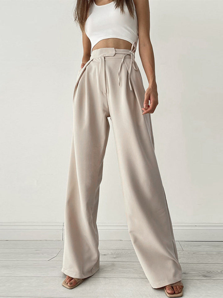 Lumi | High-Waisted Wide-Leg Trousers with Bow Detail