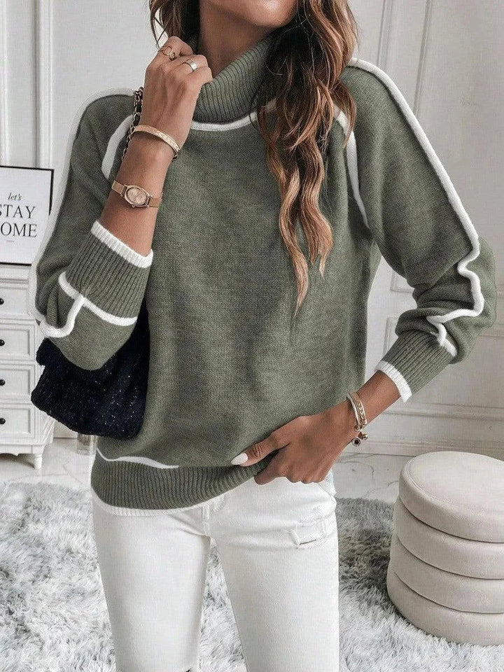 Women's Roll Neck Sweater with Contrast Trim – Winter Collection – BN