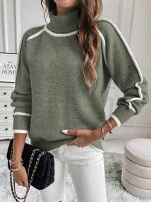 Women's Roll Neck Sweater with Contrast Trim – Winter Collection – BN