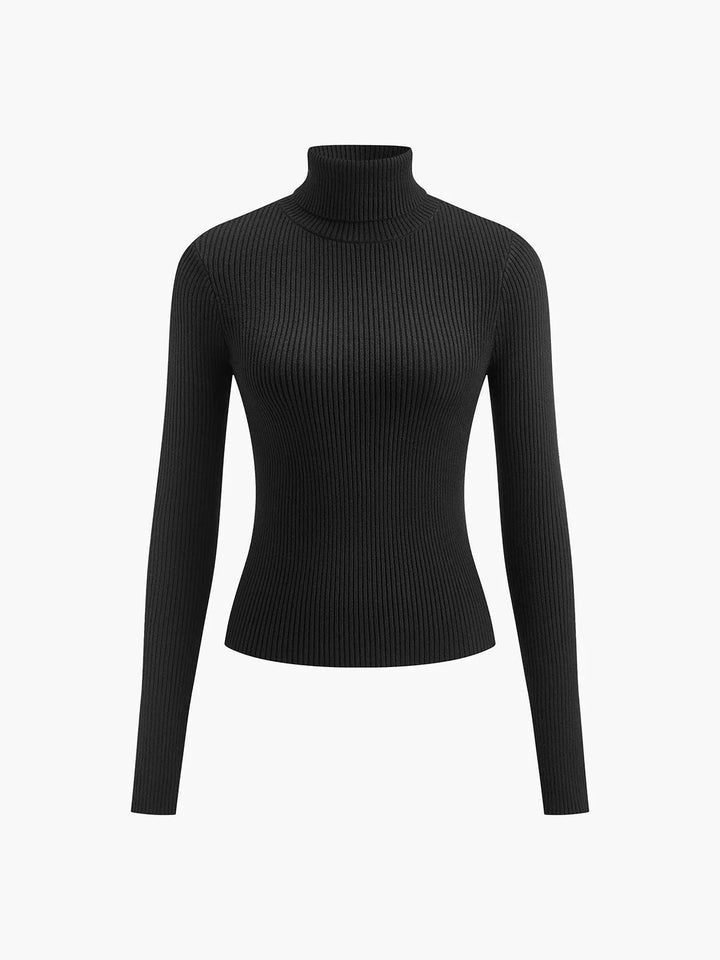 Women's Ribbed Lightweight Knit Turtleneck – Perfect for the Office – BN