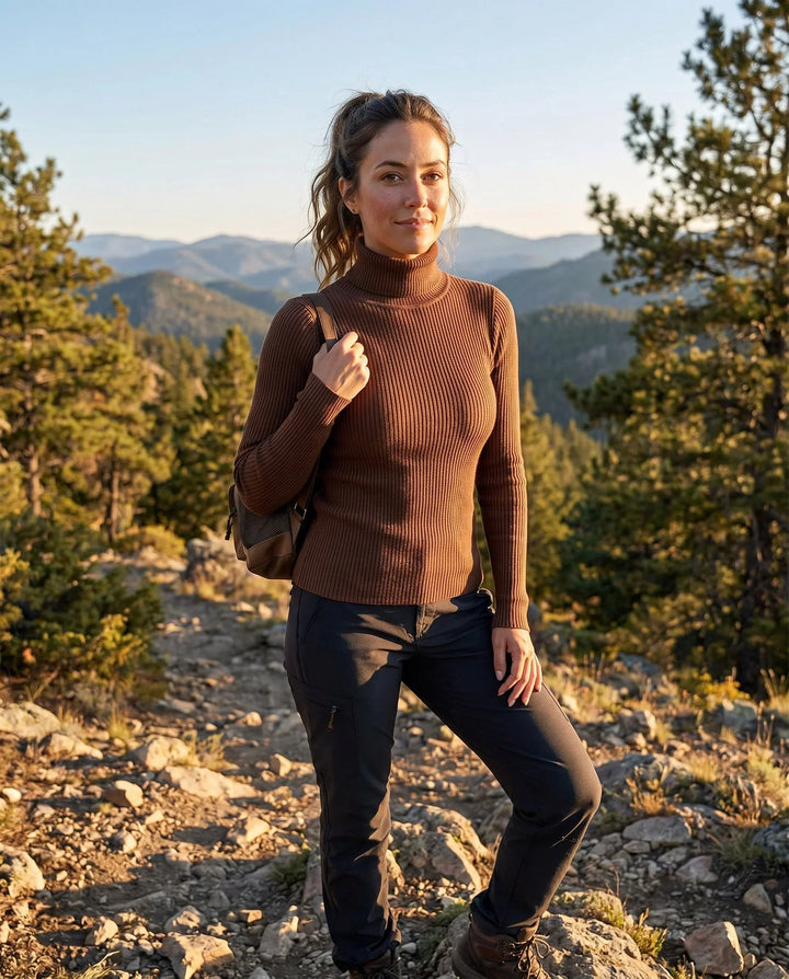Women's Ribbed Lightweight Knit Turtleneck – Perfect for the Office – BN