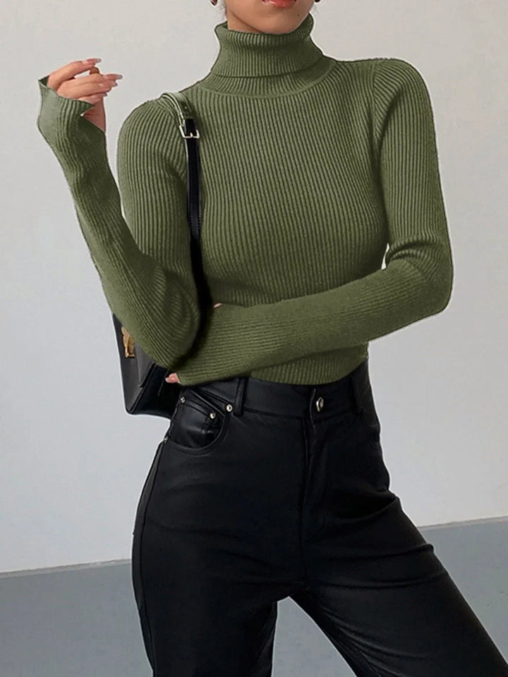 Women's Ribbed Lightweight Knit Turtleneck – Perfect for the Office – BN
