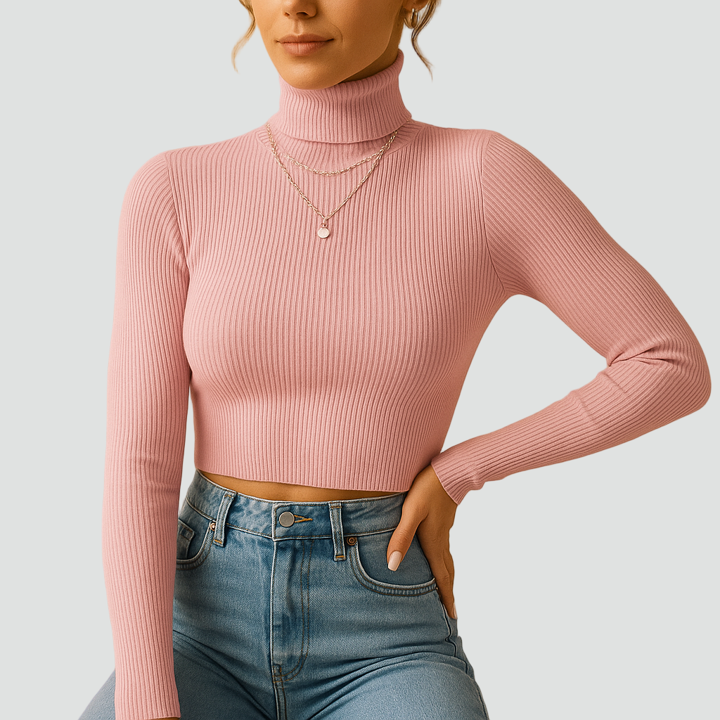 Women's Slim-Fit Ribbed Turtleneck - Casual Style - Brand New