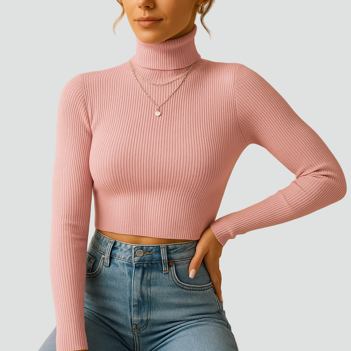 Women's Slim-Fit Ribbed Turtleneck - Casual Style - Brand New