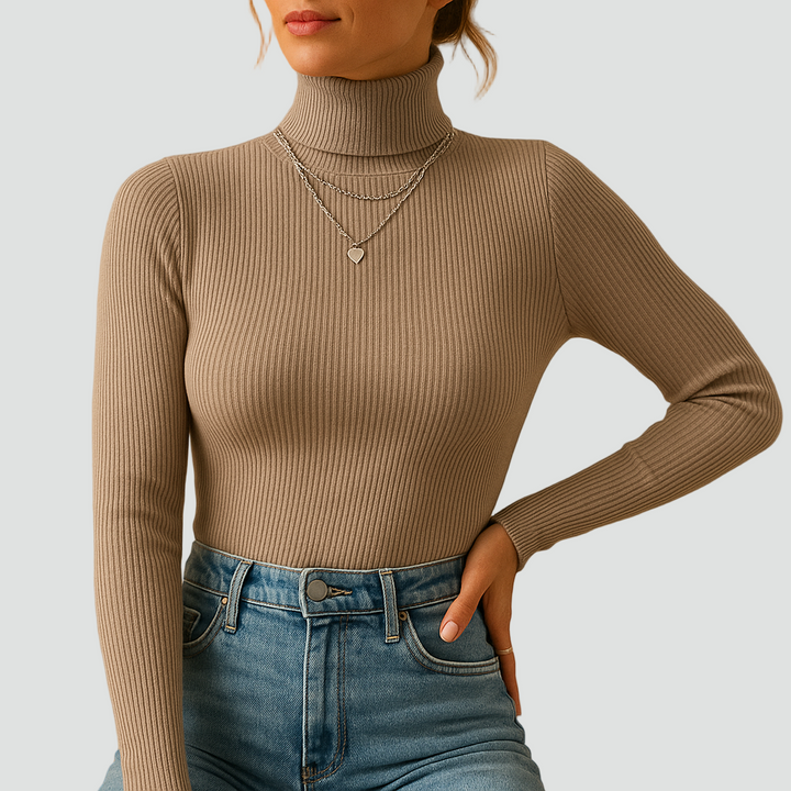 Women's Slim-Fit Ribbed Turtleneck - Casual Style - Brand New