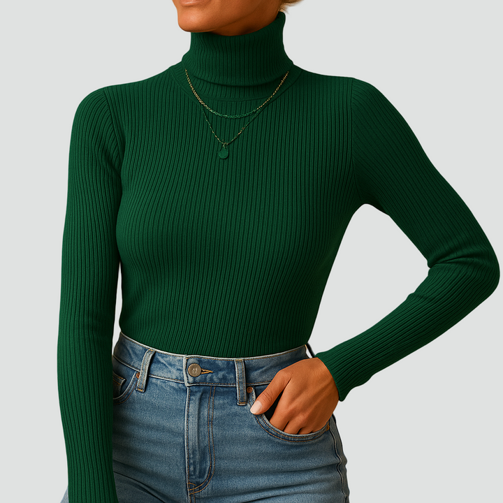 Women's Slim-Fit Ribbed Turtleneck - Casual Style - Brand New