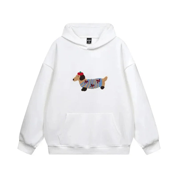 Embroidered Dachshund Oversized Hoodie for Women – Casual Style – BN