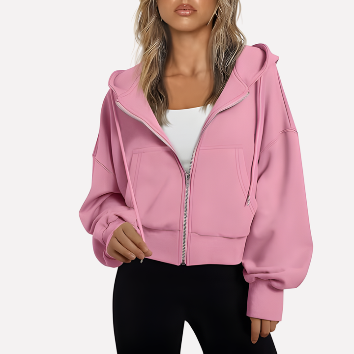 Women's Casual Zip-Up Hoodie with Hood – Relaxed Fit